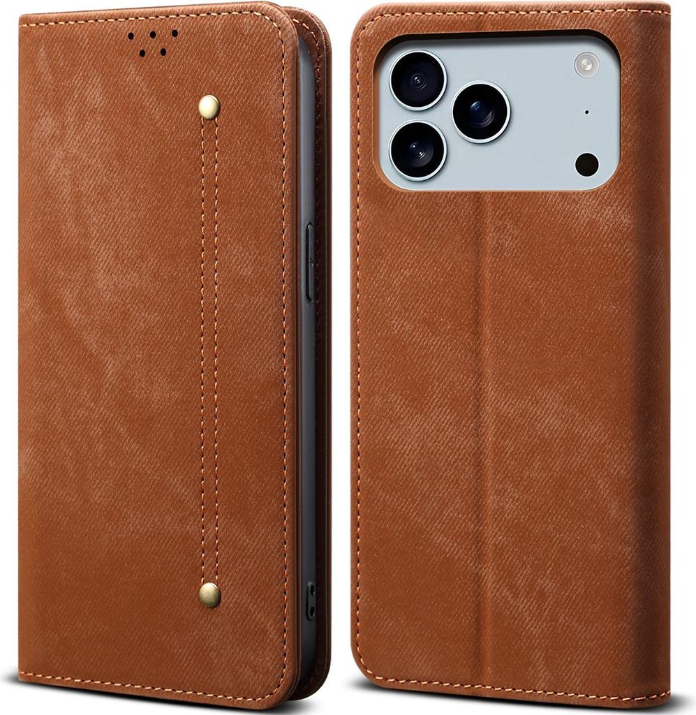 Hülle für iPhone 17 Pro Max Leder Brieftasche Flip Bookstyle Schutzhülle mit Standfunktion Braun