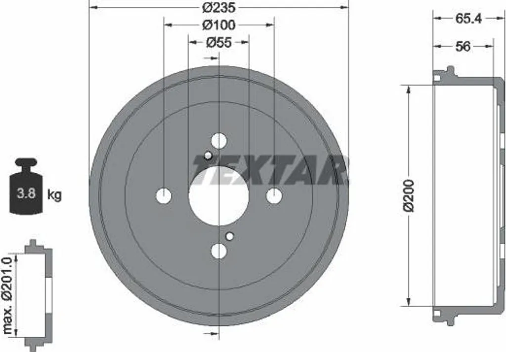 Tambour de frein TEXTAR haute performance 94021200 - Standard d'origine