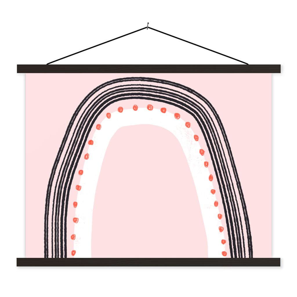 MuchoWow Textilposter Regenbogen - Minimalismus - Rosa 120x90 cm mit schwarzem Rahmen - Aufhänger für Poster