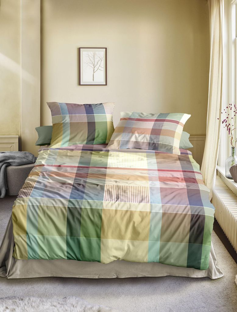 Irisette Mako-Satin Bettwäsche-Garnitur Magic 8891 Farbe multi Größe 155x220+80x80cm