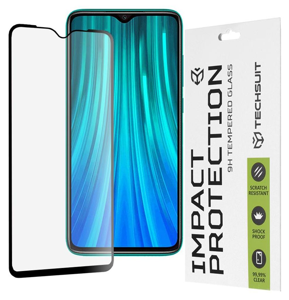 Techsuit Full Cover Impact Protection Displayschutzfolie für Xiaomi Redmi Note 8 Pro - Schwarz