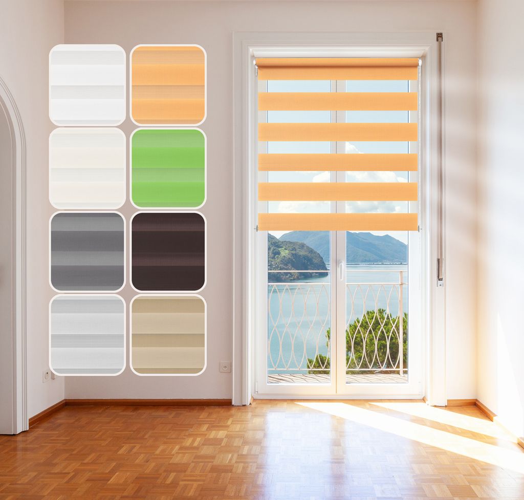 Doppelrollo Orange 120x150cm Klemm-Fix - System Click
