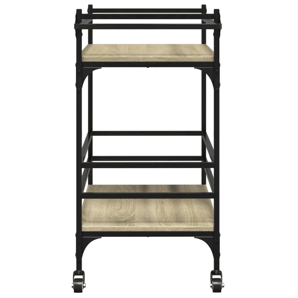 Boraam 98521 Carrello Da Cucina Sonoma - Piano In Acciaio Inox, 2 Cassetti E Ripiano Regolabile - Castagna, 111x50x90 Cm