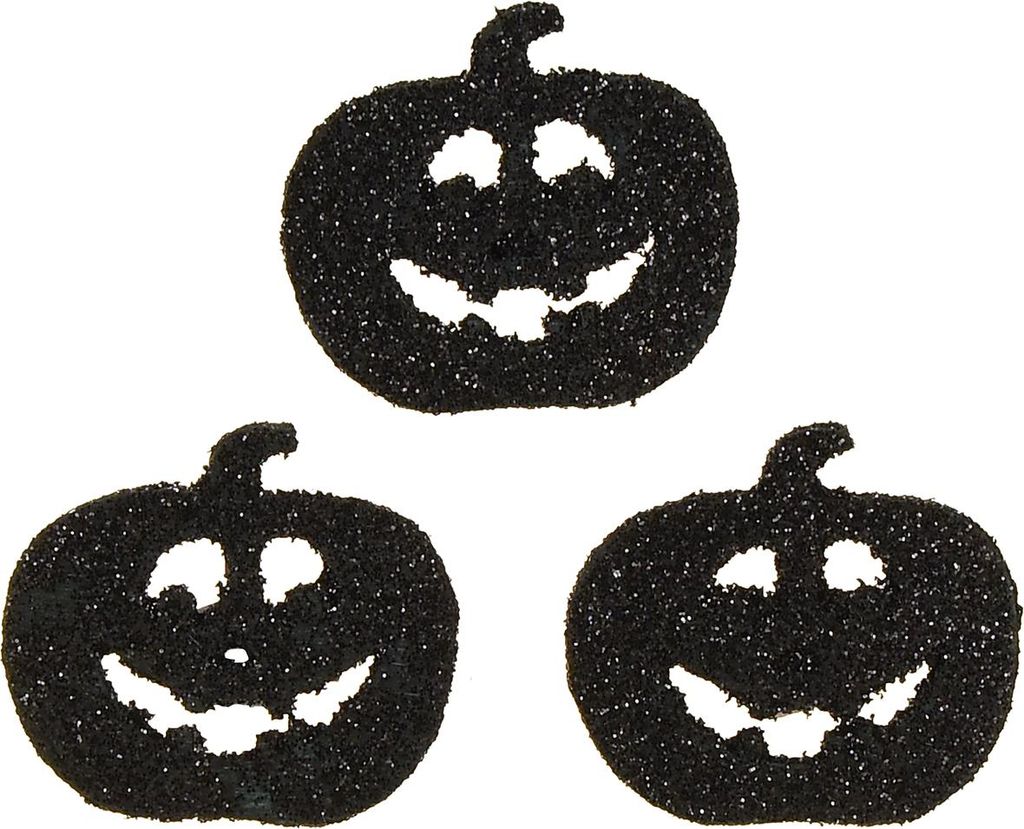 Halloween Streudeko Kürbis 4cm Schwarz Glitter 72 Stück Tischdeko Party