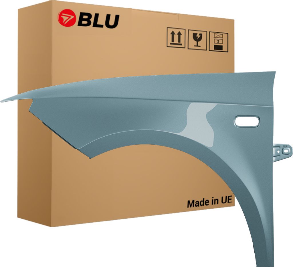 BLU Kotflügel Passend für Seat Ibiza (6J - IV 4. Generation) LW5T Links Blau NayaraBlau | 2008-2017 | Vorderseite Vorne | Lackiert | Einbaufertig