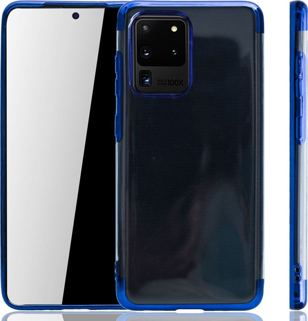 Handyhülle für Samsung Galaxy S20 Ultra Blau - Clear - TPU Silikon Case Backcover Schutzhülle in Transparent Blau