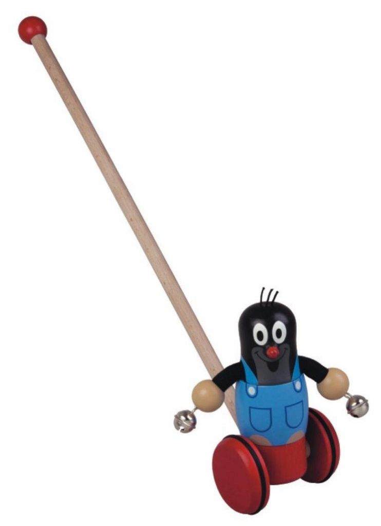 Carrello a spinta per bambini, con maniglia, in legno, Immagine del prodotto 