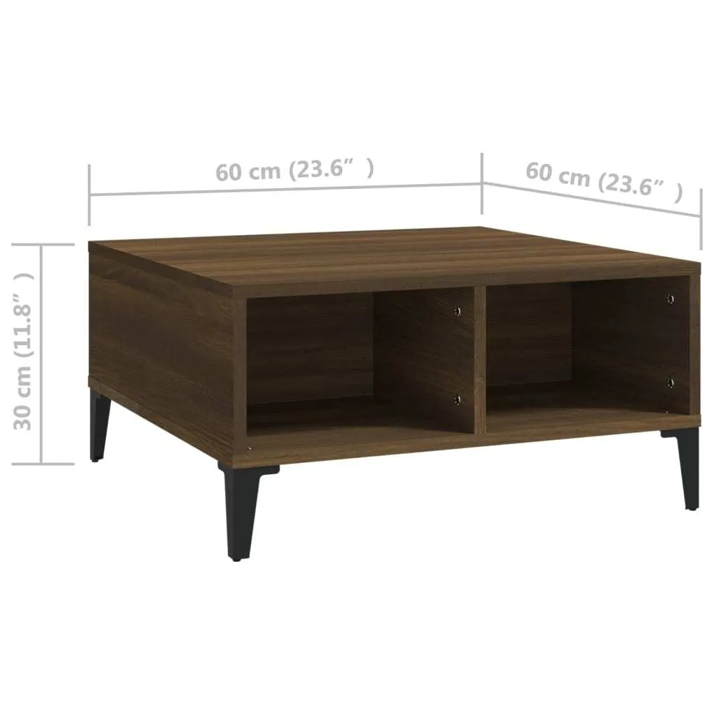 Table basse résistante aux taches 60x60 cm marron chêne facile à monter - 6