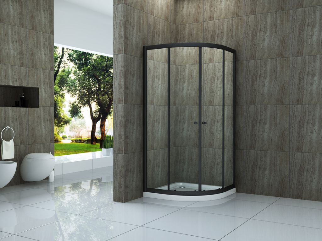 Duschkabine ST02 (schwarz) 90 x 90 x 190 cm ohne Duschtasse