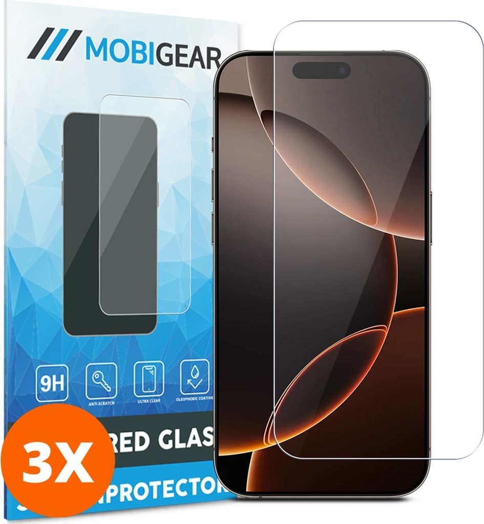 Mobigear iPhone 16 Pro Max Panzerglas Gehärtetes Glas Displayschutz - Hüllenfreundlich (3er Pack)