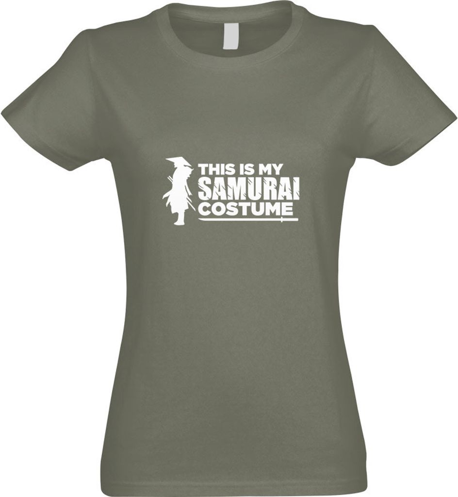 Kiwistar - T-Shirt tailliert - Damen - Olive - This is My Samurai Costume - mit Motiv Bedruckt - Funshirt Design - Sport - Freizeit - Damen - XL