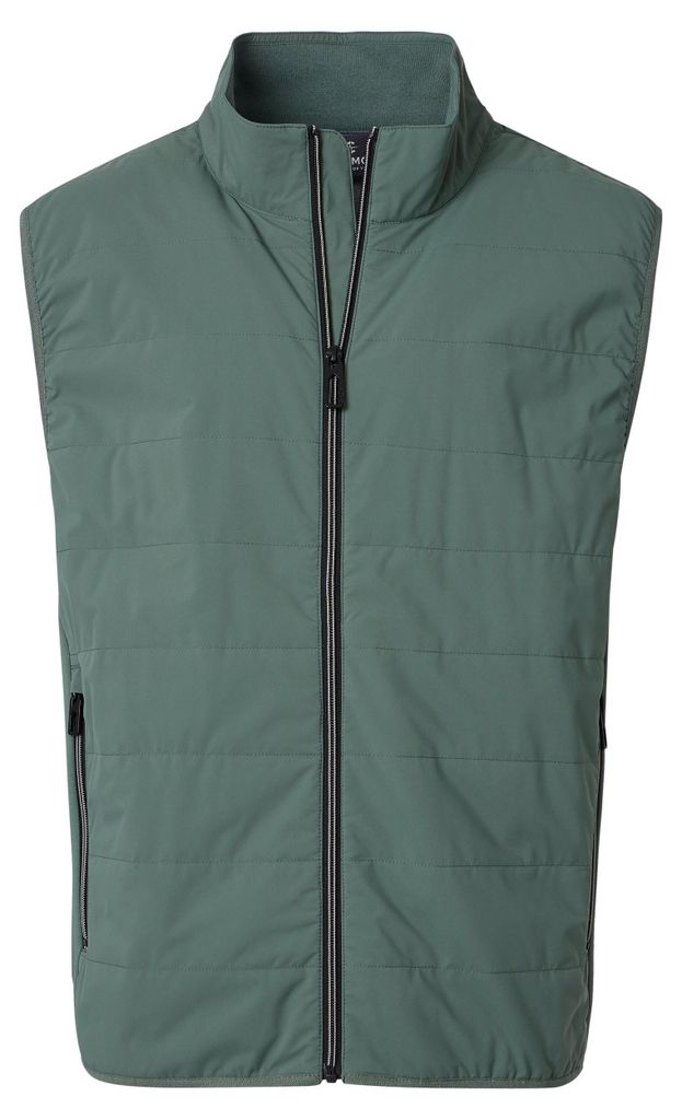 CASAMODA Herren Outdoor-Steppweste Stehkragen Zipper Grün L