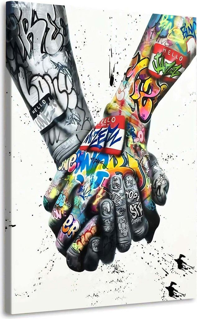 Wandbild Leinwandbild Hände Love Pop Art: 80x120x2cm