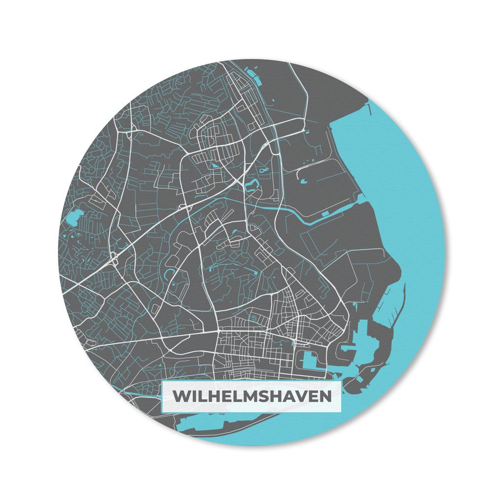 MuchoWow Mauspad Mousepad Blau - Deutschland - Karte - Stadtplan - Wilhelmshaven 30x30 cm - Mousepads - Maus Mat - Pad - Mausunterlage - Tischunt...