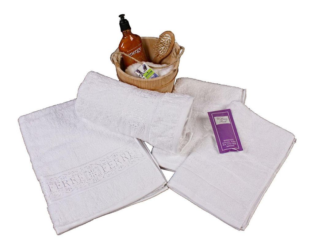 Ferre Handtuchset 2x Handtücher, 2x Gästetücher, Weiß, Farbe:Weiß
