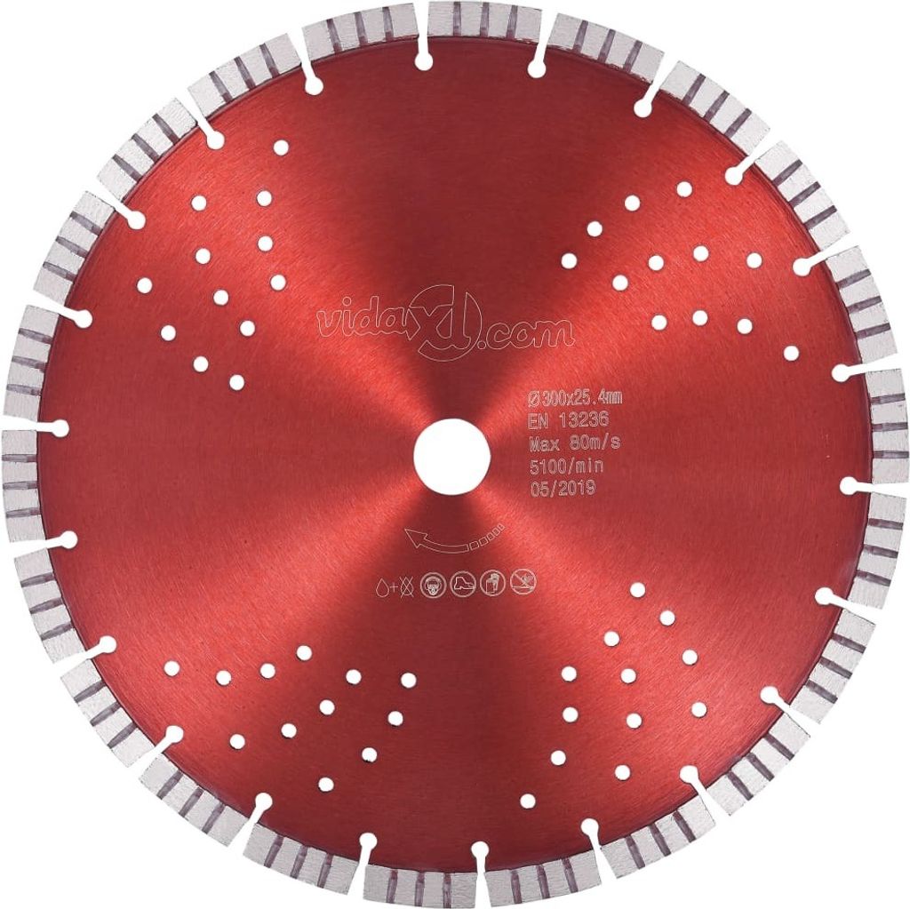 Eleganten-Stil Diamant-Trennscheibe mit Turbo und Löchern Stahl 300 mm DE94759