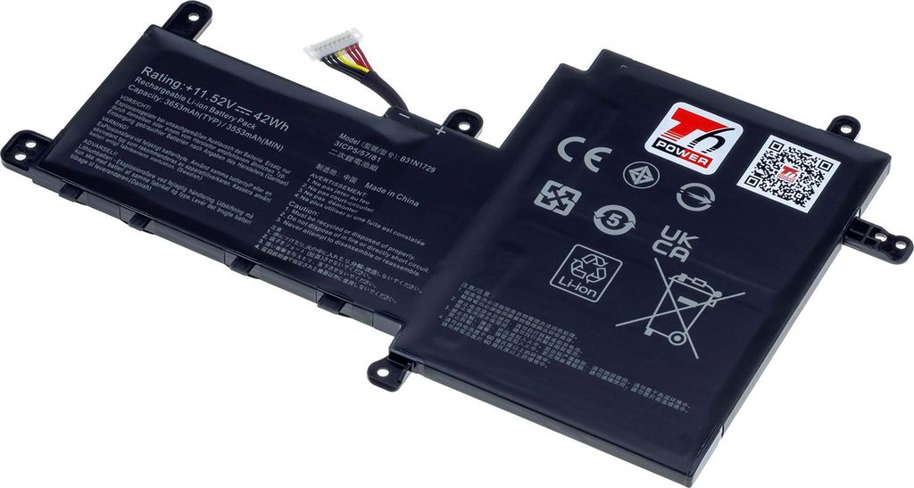T6 Power Akku für Asus VivoBook S15 S530UA, Li-Poly, 11,52 V, 3653 mAh (42 Wh), schwarz
