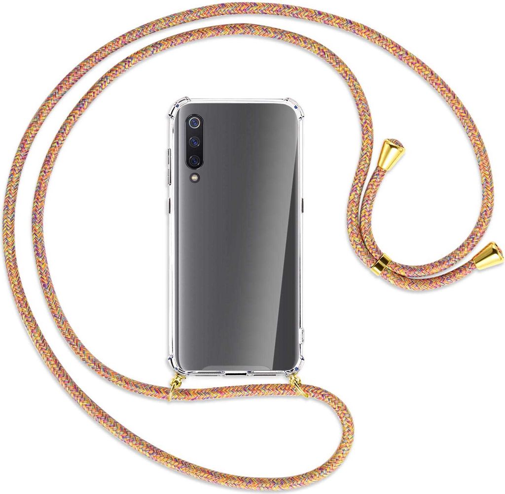 Handykette Backcover-Schutzhülle mit Band (Metall goldfarben) für Xiaomi Mi 9 / Mi 9 Explorer - Rainbow