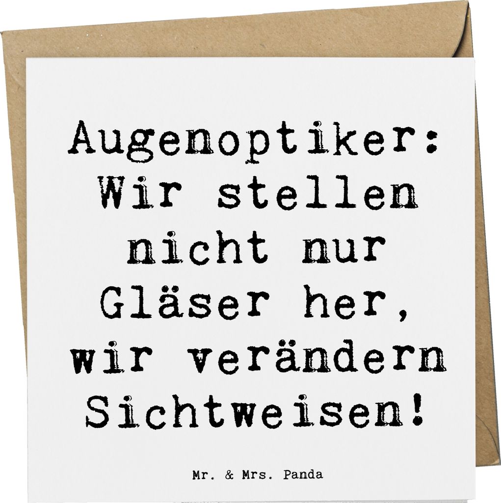 Mr. & Mrs. Panda Glückwunschkarte Spruch Augenoptiker Sichtweise - Weiß - Geschenk, handgefertigte Geschenke, Sichtweisen verändern, Grußkarte,...