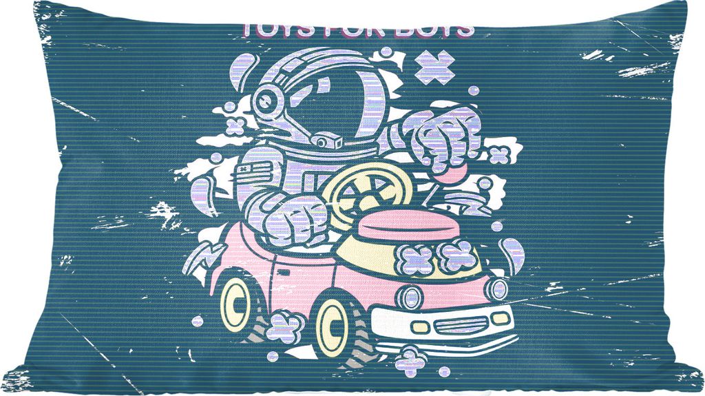 MuchoWow Zierkissen Sofakissen Wohnzimmer Dekokissen 60x40 cm Jahrgang - Astronaut - Auto - Kopfkissen - Polster mit Foto