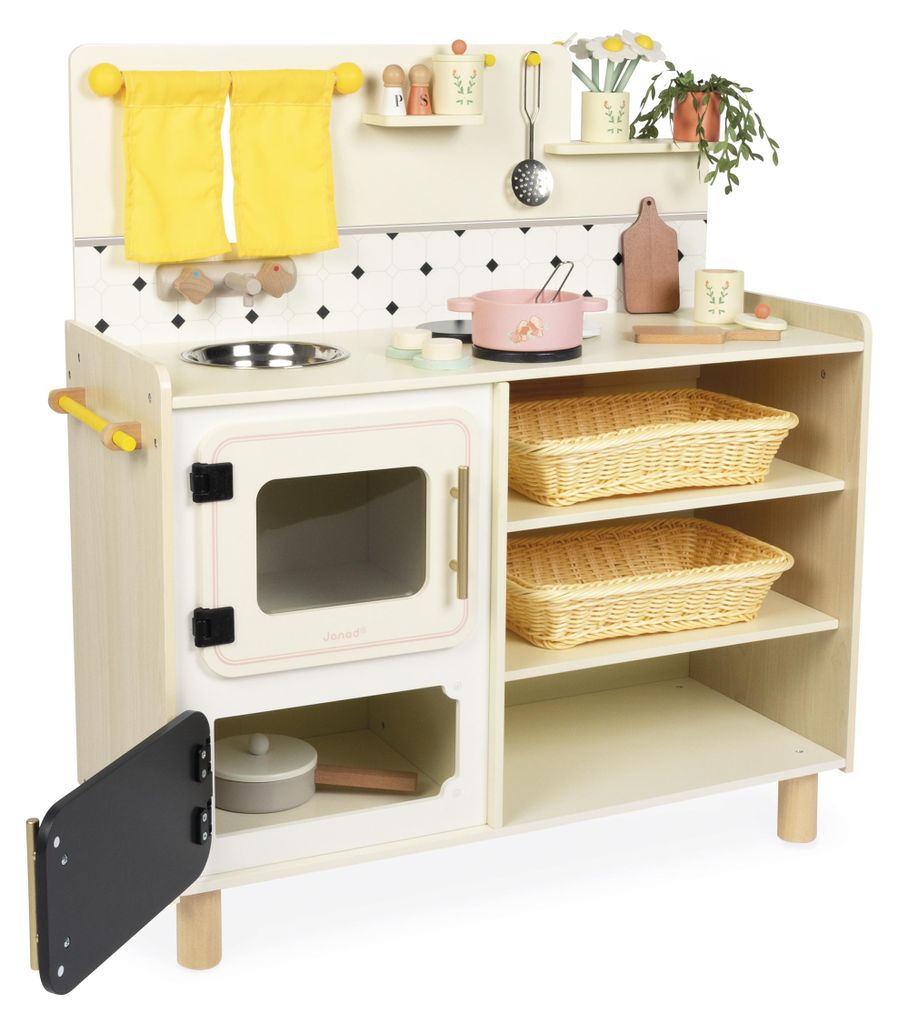 Janod Holz Spielküche - große ausgestattete Kinderküche mit Zubehör