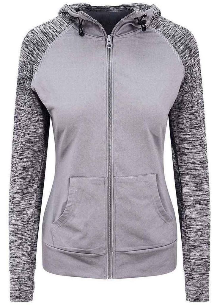 Just Cool - "Cool" Hoodie mit durchgehendem Reißverschluss für Damen LT5745 (S) (Grau/Grau meliert)