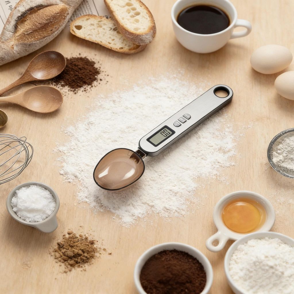 OKWISH Präzisionswaagen 0.1, 500g Digitale Löffelwaage, Küchenwaage Löffelform, Milchpulver Waage, Edelstahl Küchenlöffelwaage, Tierfutter Waage