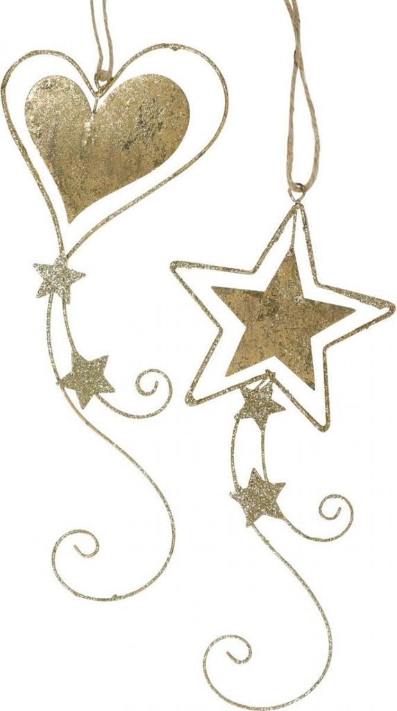 Weihnachtsanhänger Deko Vintage Herz Stern Motiv Geschenkidee, 4 Stück
