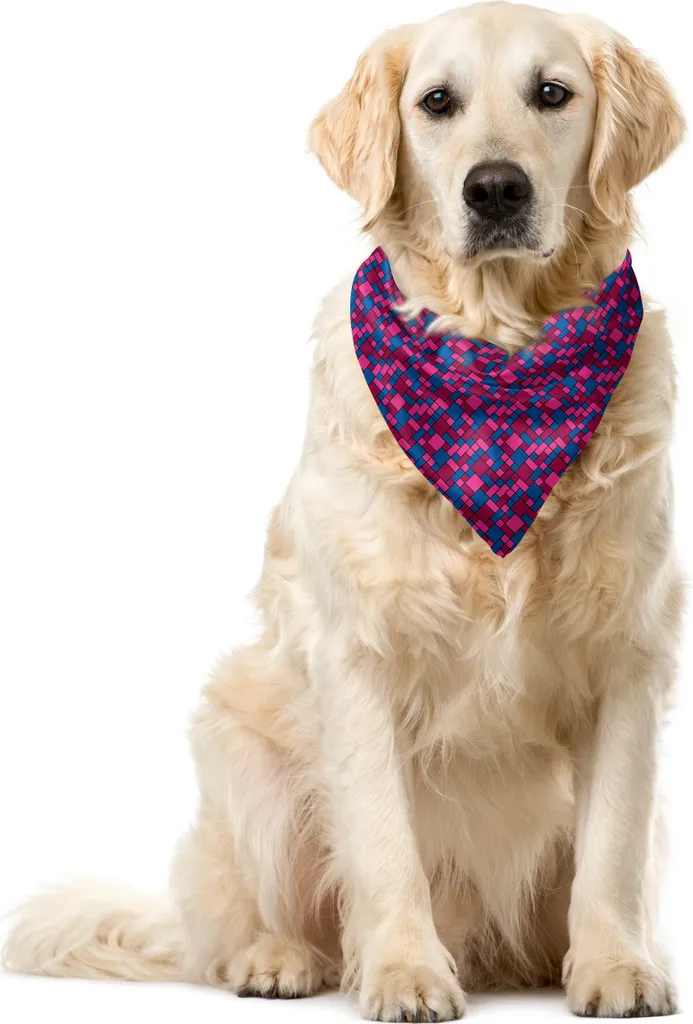 Bandana Cane Resistente 55x55 cm ABAKUHAUS - Stampa Griglia Blu