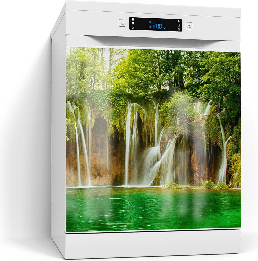 DEQORI Magnetmatte Spülmaschine Standard 60x60 cm 'Grüner Wasserfall' Magnetfolie