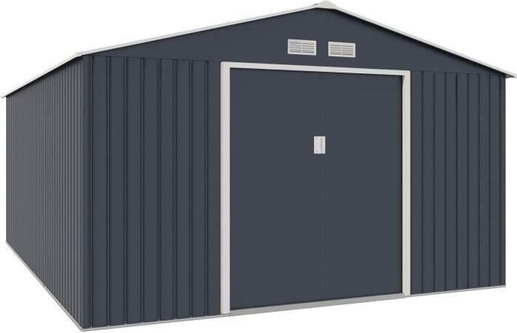 Gartenhaus aus Metall, 15,16 m² – Verankerungsset inklusive – Anthrazitgrau
