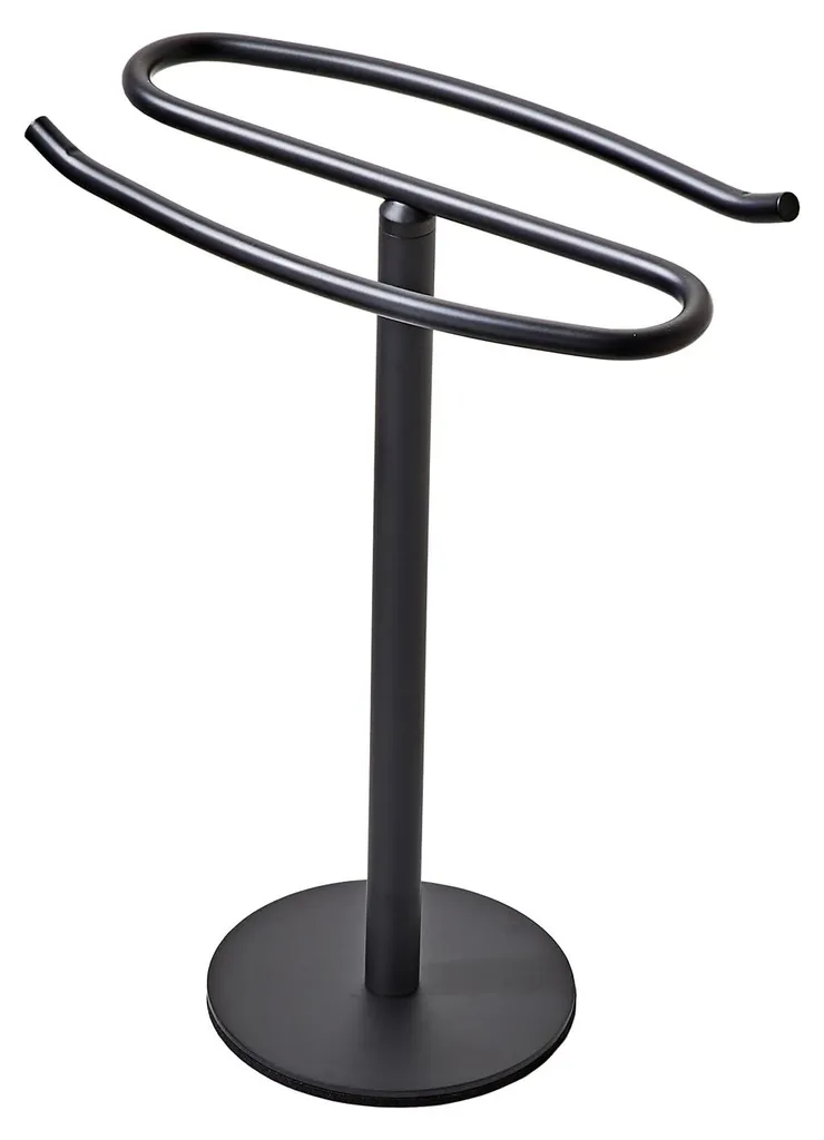Porte-serviettes noir mat sur pied en acier SUS304 pour lavabo