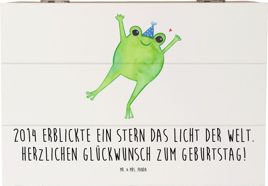 Mr. & Mrs. Panda Box 2014 Geburtstag Stern 22 x 15 cm - Weiß - Geschenk, Holzbox mit Deckel, Schatulle, Geburtstagsgeschenk, Holzkiste, fotobox, g...
