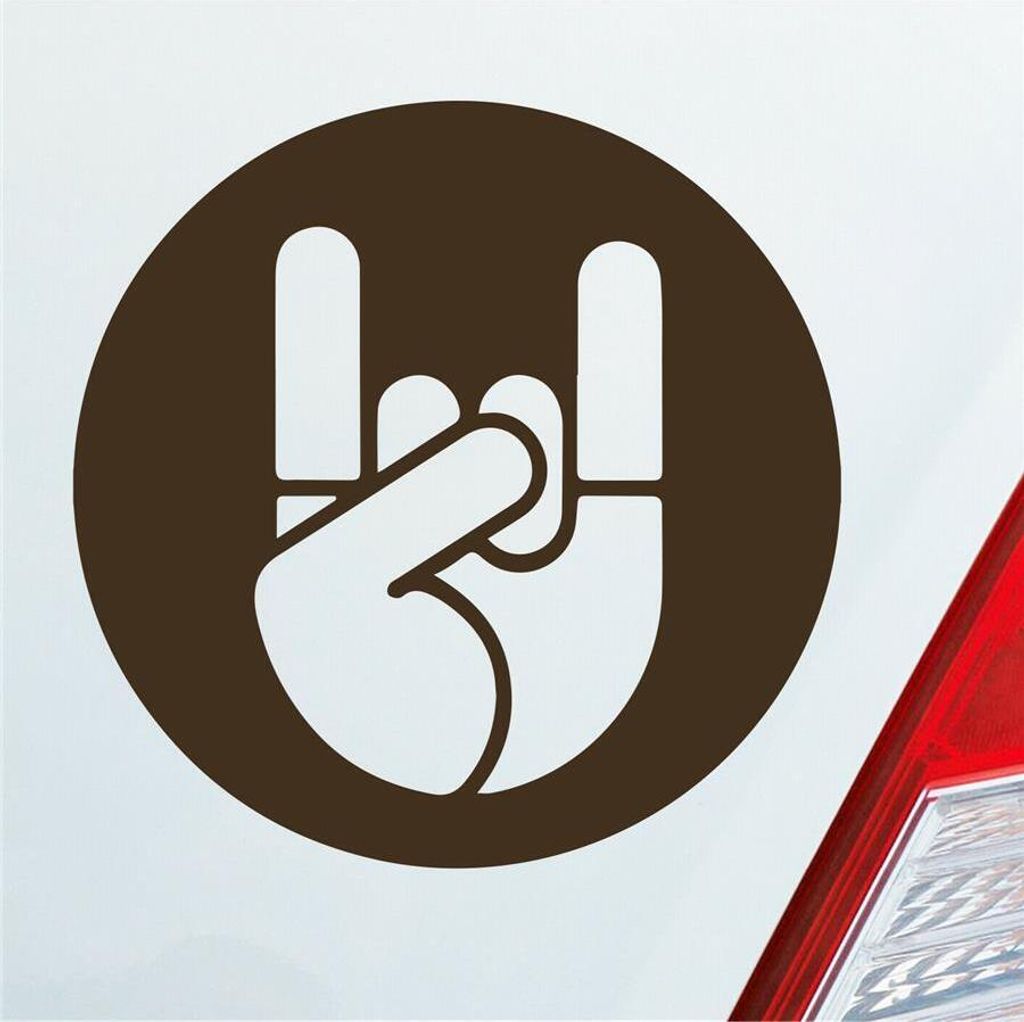 Auto Aufkleber Heavy Metal Gruß Pommesgabel Festival 10x10 cm Braun Sticker Heckscheibenaufkleber