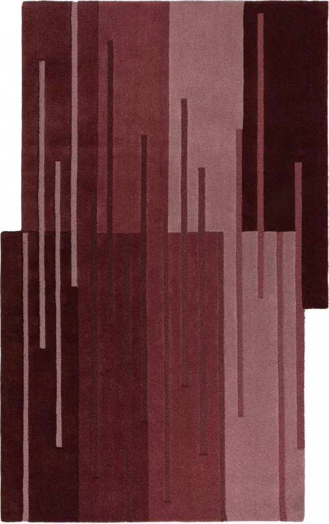 Tapis Unique 150x240cm tissé main Abstract Split Ombre Red contemporain