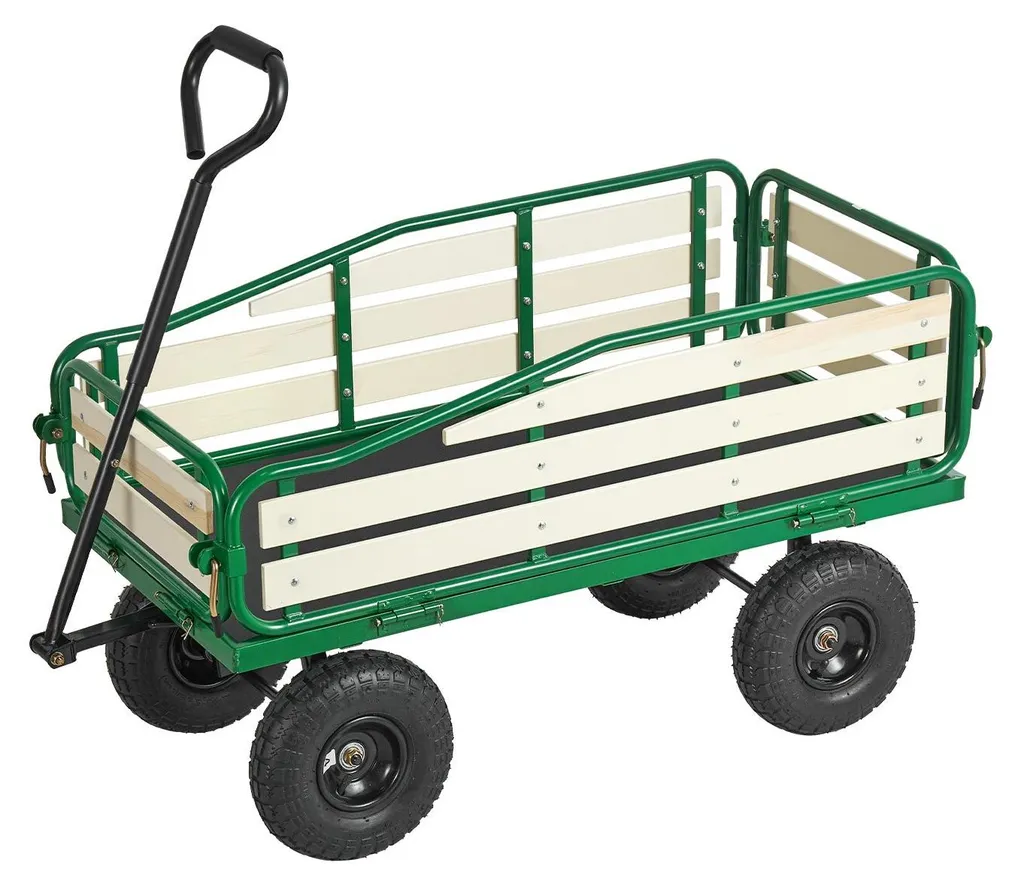 Chariot à main robuste 250 kg avec barre de poussée - Modèle Bois 118 cm