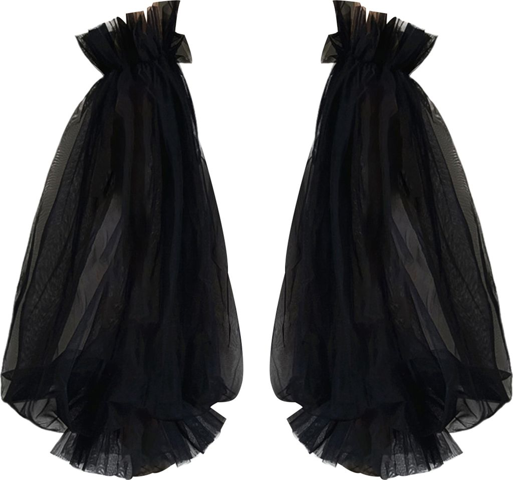 1 Paar Armstulpen aus Netzstoff für die Braut, dünne, durchsichtige Handschuhe, lange, plissierte Rüschenärmel, Brautkleid-Accessoires für Hoc...