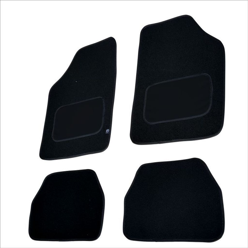 FUM21 - Fußmatten Set Fussmatte Autoteppich Schwarz Textil, Schwarz