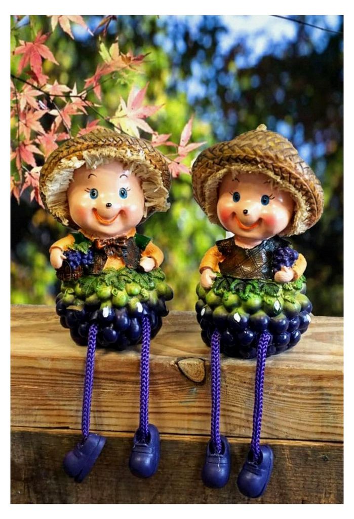 Wichtelkinder 2er Set – Farbenfrohe Dekofiguren 14 cm H – Lustige Wichtel für Regalkante & Fenstersims – Gartenfiguren Set Mehrfarbig