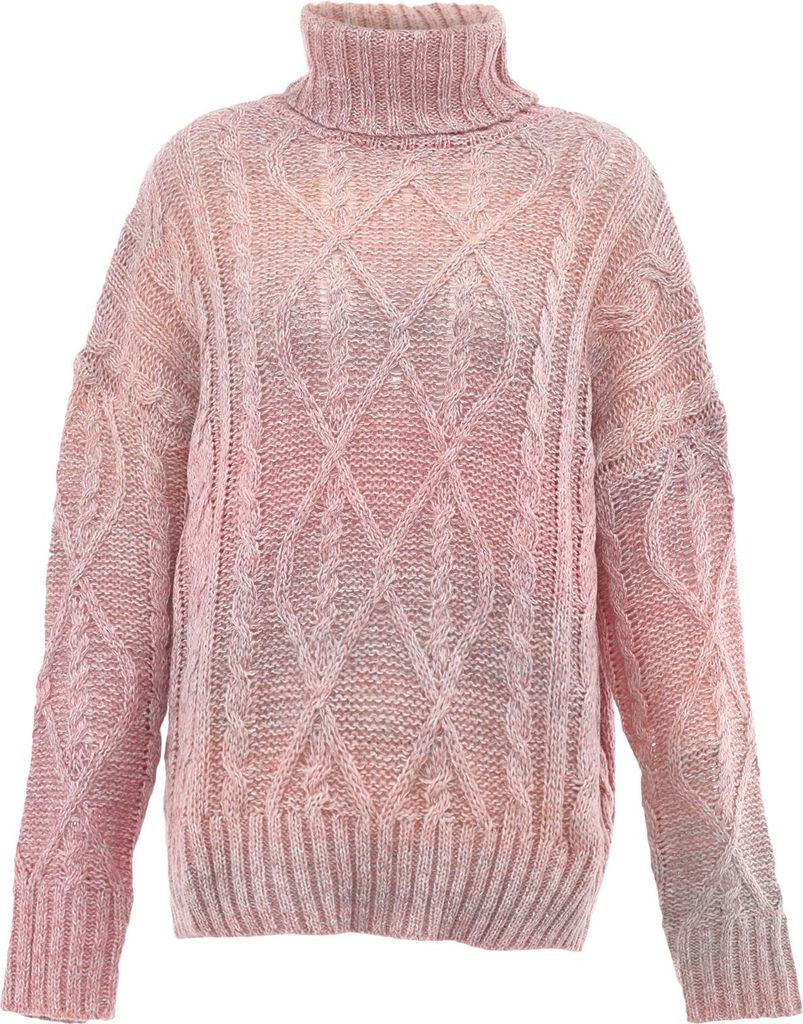 Sookie damen rollkragenpullover - pink gelb, M/L