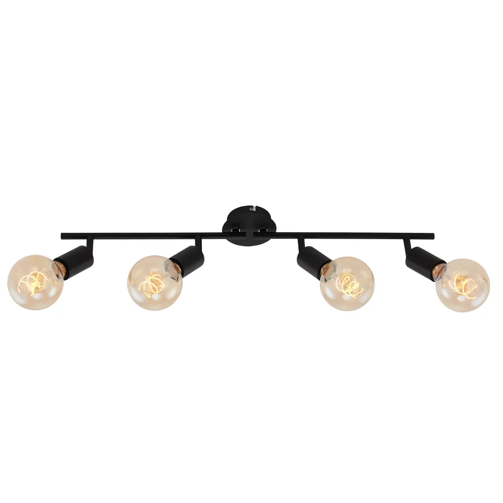 Luminaire Plafonnier Noir en Métal 4 Spots Orientables Style Loft 70cm