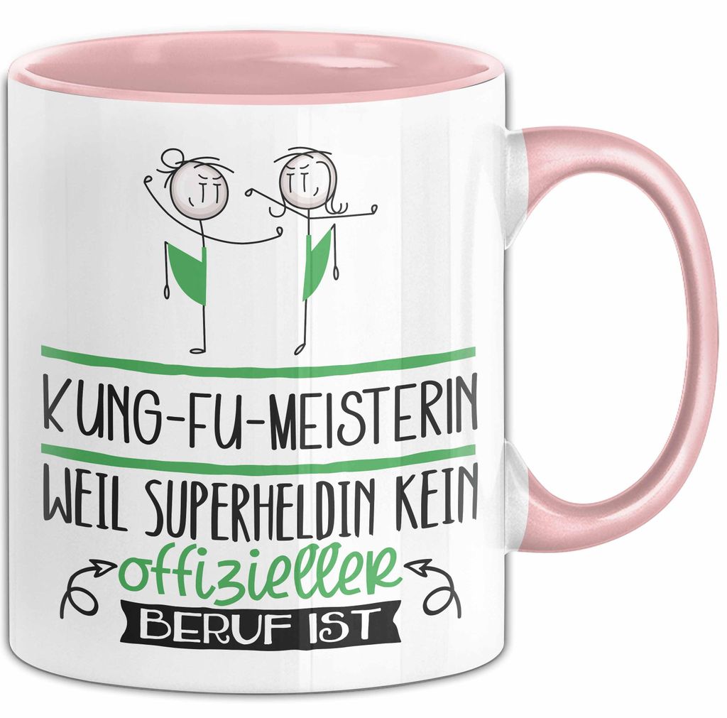 Kung-Fu-Meisterin Geschenk Tasse Lustiger Spruch Kung-Fu-Meisterin Weil Superheldin Kein Offizieller Beruf Ist Geschenkidee (Rosa)