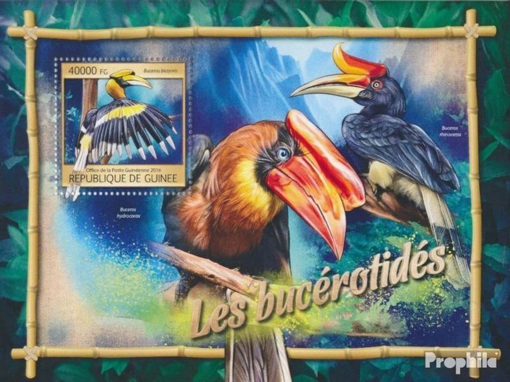 Briefmarken Guinea 2016 Mi Block 2658 (kompl. Ausgabe) postfrisch Nashornvögel