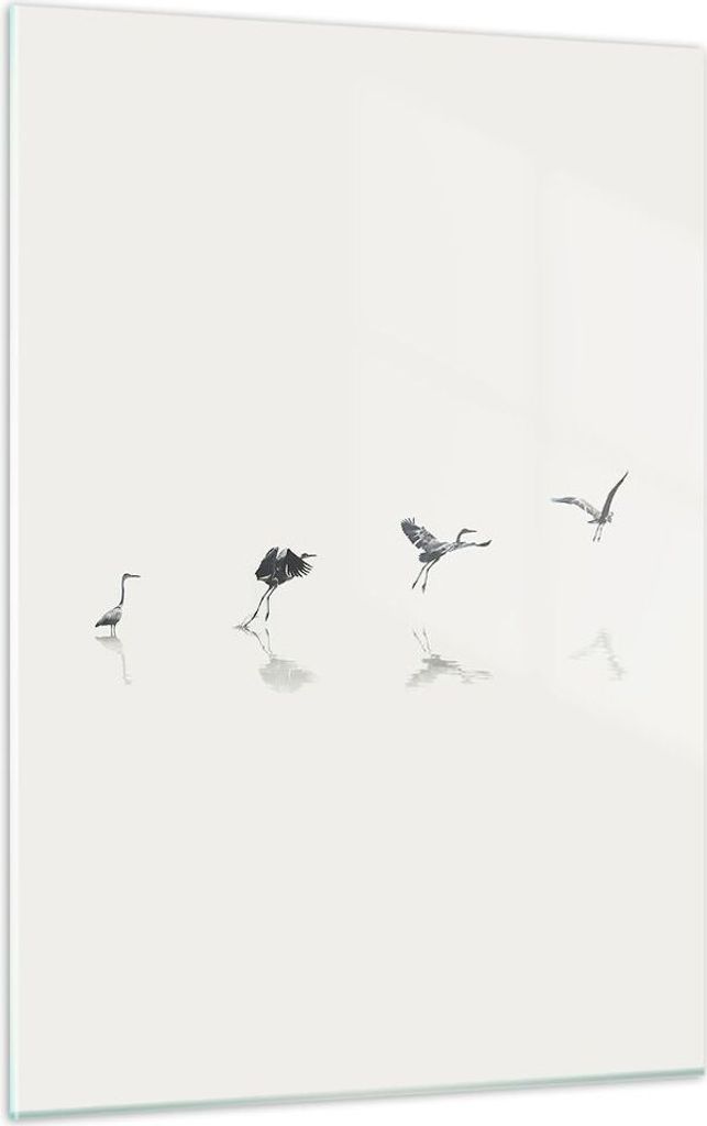 Bilder auf glas - Einteilig - Flug Vogel Reiher - 50x70cm - Glasbilder - Wandbilder - Bilder - zum Aufhängen bereit - Wanddekoration aus Glas - Gl...