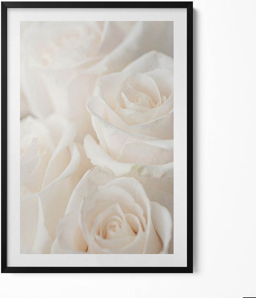 Weißes zartes Gemisch– Wandbild mit Rahmen – Gerahmtes Bild – Wanddekoration – 70x100 cm – Schwarz Rahmen