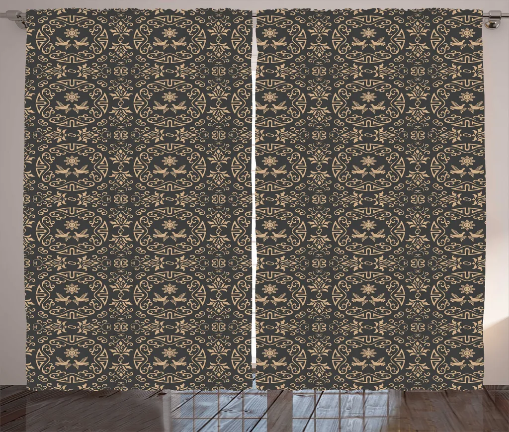 Tenda Rustica Floreale ABAKUHAUS 280x175 - Marrone Seppia Chic