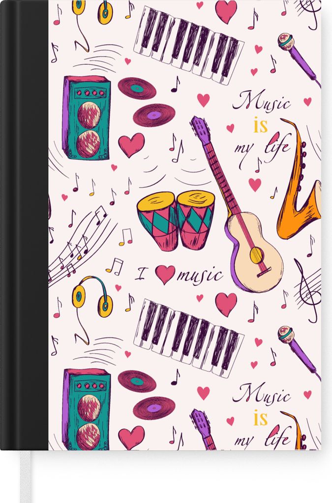 MuchoWow Notizbuch Tagebuch Haushaltsbuch Notebook A5 Musik - Instrumente - Zitate - Notizblock - Notizheft - Notebook - Schreibblock - Papier