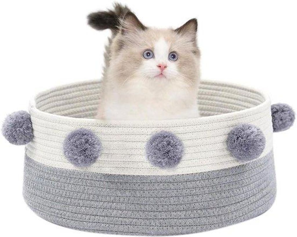 Wasbares Kattnest aus Baumwolle, aufklappbar, cremefarben, für Katzen oder kleine Hunde