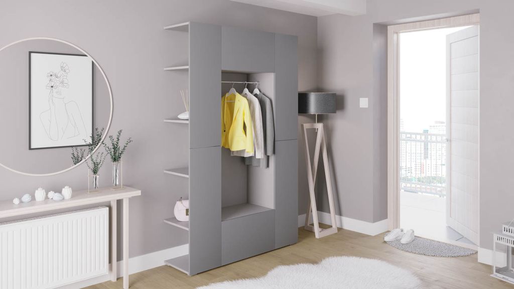 Flurgarderobe Garderoben Set Diele CUBE 7 grau / grafit matt
