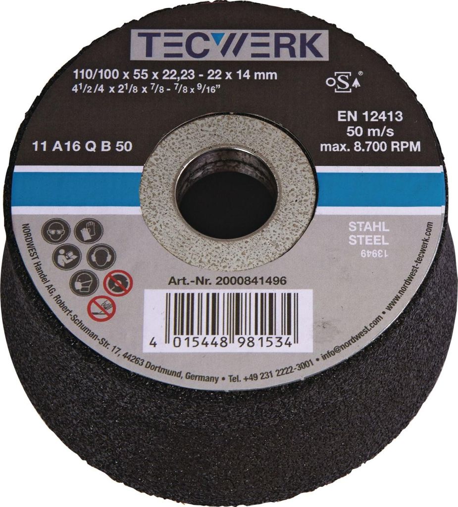 Tecwerk Schleiftopf 110/100 mm Bohrung 22,23 mm - 1 Stk.